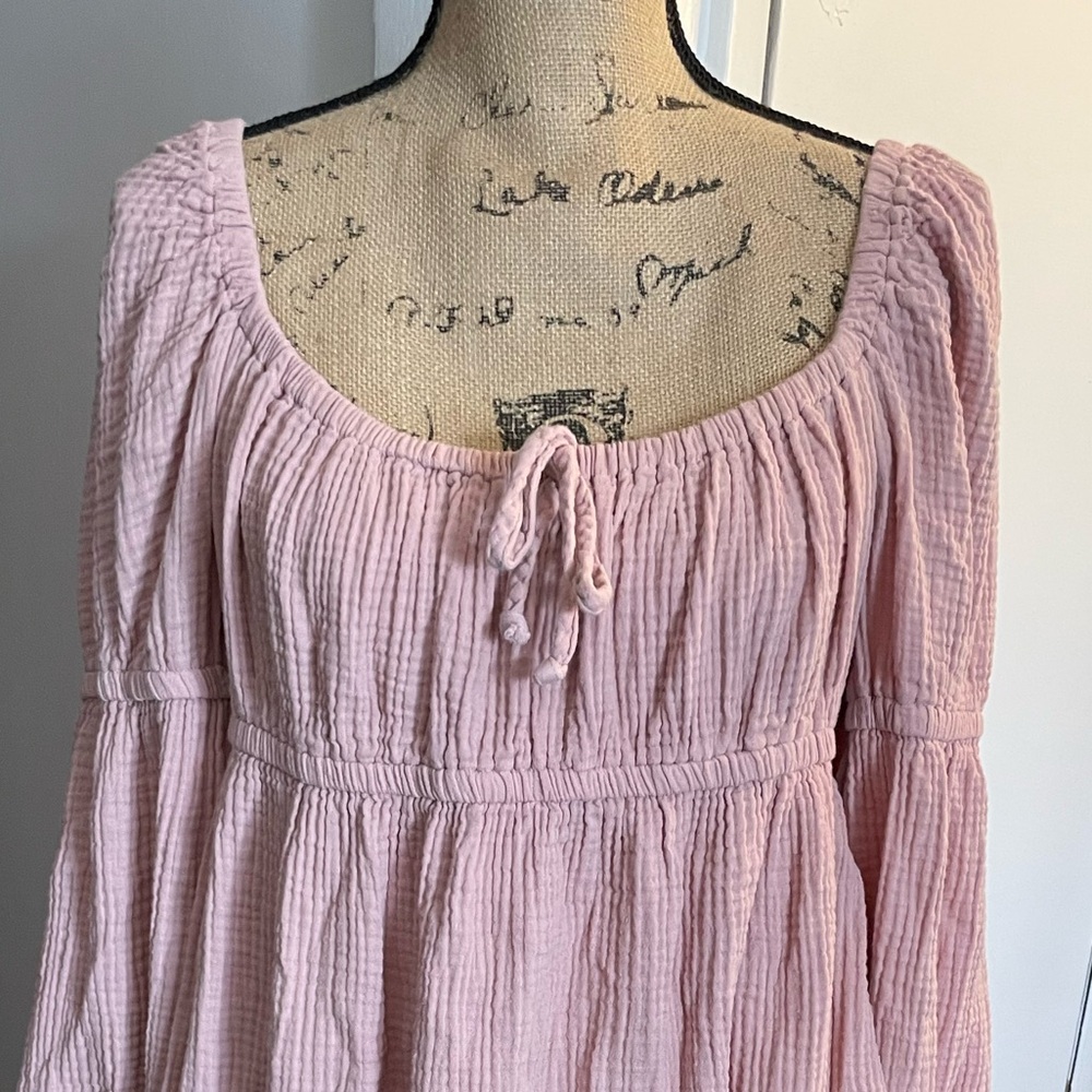wild fable Dusty Pink Gauze Top with Peasant Detail - Picture 2 of 6